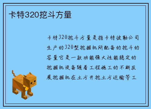 卡特320挖斗方量